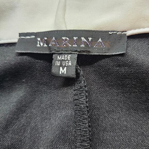 Marina Dress Womens Size Medium Black White Classic Whimsygoth Gown V-Neck Maxi - Picture 10 of 11